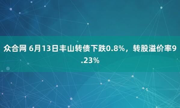 众合网 6月13日丰山转债下跌0.8%，转股溢价率9.23%
